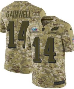 Nike Eagles #14 Kenneth Gainwell Camo Super Bowl LVII Patch Men's Stitched NFL Limited 2018 Salute To Service Jersey