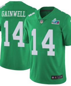 Nike Eagles #14 Kenneth Gainwell Green Super Bowl LVII Patch Men's Stitched NFL Limited Rush Jersey