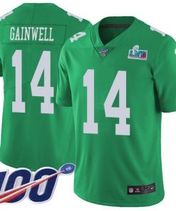 Nike Eagles #14 Kenneth Gainwell Green Super Bowl LVII Patch Men's Stitched NFL Limited Rush 100th Season Jersey