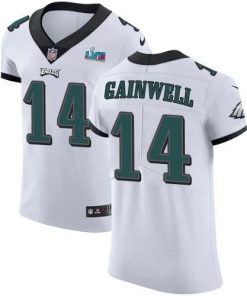 Nike Eagles #14 Kenneth Gainwell White Super Bowl LVII Patch Men's Stitched NFL New Elite Jersey