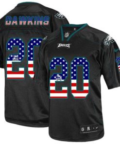 Nike Eagles #20 Brian Dawkins Black Men's Stitched NFL Elite USA Flag Fashion Jersey