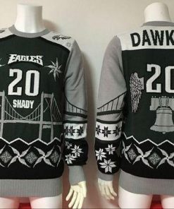 Nike Eagles #20 Brian Dawkins Green/Grey Men's Ugly Sweater