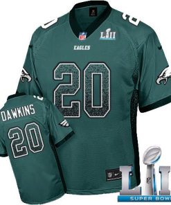 Nike Eagles #20 Brian Dawkins Midnight Green Team Color Super Bowl LII Men's Stitched NFL Elite Drift Fashion Jersey