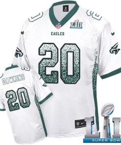 Nike Eagles #20 Brian Dawkins White Super Bowl LII Men's Stitched NFL Elite Drift Fashion Jersey