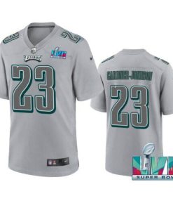 Nike Eagles #23 C.J. Gardner-Johnson Men's Super Bowl LVII Patch Atmosphere Fashion Game Jersey - Gray