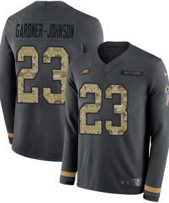 Nike Eagles #23 C.J. Gardner-Johnson Anthracite Salute To Service Men's Stitched NFL Limited Therma Long Sleeve Jersey