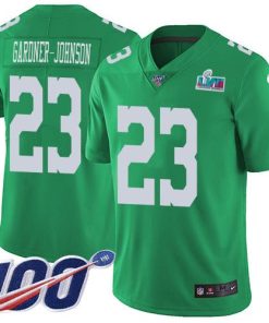 Nike Eagles #23 C.J. Gardner-Johnson Green Super Bowl LVII Patch Men's Stitched NFL Limited Rush 100th Season Jersey