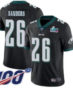 Nike Eagles #26 Miles Sanders Black Super Bowl LVII Patch Alternate Men's Stitched NFL 100th Season Vapor Limited Jersey