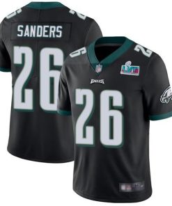 Nike Eagles #26 Miles Sanders Black Super Bowl LVII Patch Alternate Men's Stitched NFL Vapor Untouchable Limited Jersey