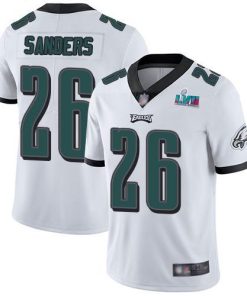 Nike Eagles #26 Miles Sanders White Super Bowl LVII Patch Men's Stitched NFL Vapor Untouchable Limited Jersey