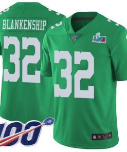 Nike Eagles #32 Reed Blankenship Green Super Bowl LVII Patch Men's Stitched NFL Limited Rush 100th Season Jersey