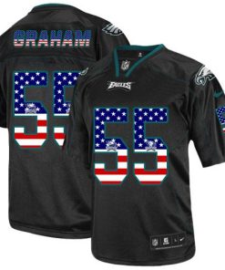 Nike Eagles #55 Brandon Graham Black Men's Stitched NFL Elite USA Flag Fashion Jersey