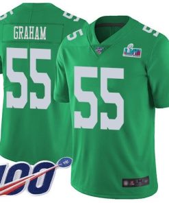 Nike Eagles #55 Brandon Graham Green Super Bowl LVII Patch Men's Stitched NFL Limited Rush 100th Season Jersey