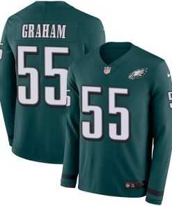 Nike Eagles #55 Brandon Graham Midnight Green Team Color Men's Stitched NFL Limited Therma Long Sleeve Jersey