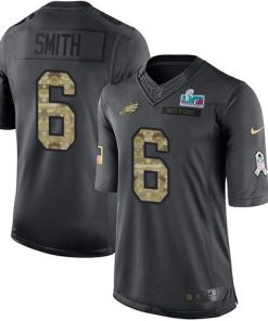 Nike Eagles #6 DeVonta Smith Black Super Bowl LVII Patch Men's Stitched NFL Limited 2016 Salute To Service Jersey