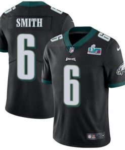 Nike Eagles #6 DeVonta Smith Black Super Bowl LVII Patch Alternate Men's Stitched NFL Vapor Untouchable Limited Jersey