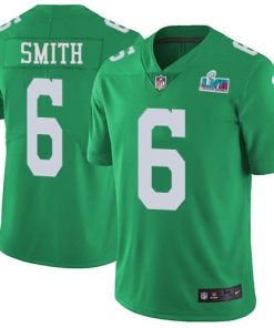 Nike Eagles #6 DeVonta Smith Green Super Bowl LVII Patch Men's Stitched NFL Limited Rush Jersey