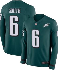 Nike Eagles #6 DeVonta Smith Green Team Color Men's Stitched NFL Limited Therma Long Sleeve Jersey
