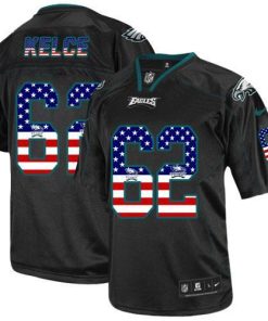 Nike Eagles #62 Jason Kelce Black Men's Stitched NFL Elite USA Flag Fashion Jersey