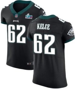 Nike Eagles #62 Jason Kelce Black Super Bowl LVII Patch Alternate Men's Stitched NFL Vapor Untouchable Elite Jersey