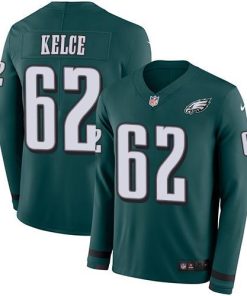 Nike Eagles #62 Jason Kelce Midnight Green Team Color Men's Stitched NFL Limited Therma Long Sleeve Jersey