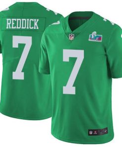 Nike Eagles #7 Haason Reddick Green Super Bowl LVII Patch Men's Stitched NFL Limited Rush Jersey