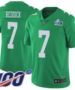 Nike Eagles #7 Haason Reddick Green Super Bowl LVII Patch Men's Stitched NFL Limited Rush 100th Season Jersey