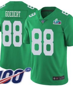 Nike Eagles #88 Dallas Goedert Green Super Bowl LVII Patch Men's Stitched NFL Limited Rush 100th Season Jersey