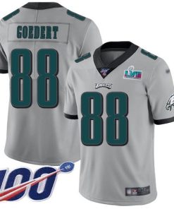 Nike Eagles #88 Dallas Goedert Silver Super Bowl LVII Patch Men's Stitched NFL Limited Inverted Legend 100th Season Jersey