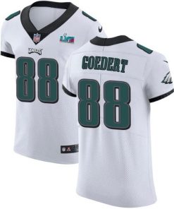 Nike Eagles #88 Dallas Goedert White Super Bowl LVII Patch Men's Stitched NFL New Elite Jersey