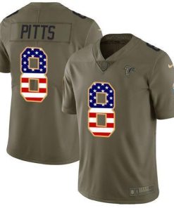 Nike Falcons #8 Kyle Pitts Olive/USA Flag Men's Stitched NFL Limited 2017 Salute To Service Jersey