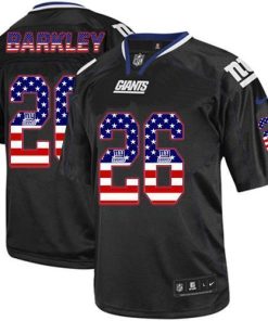 Nike Giants #26 Saquon Barkley Black Men's Stitched NFL Elite USA Flag Fashion Jersey