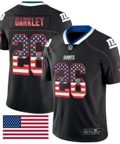Nike Giants #26 Saquon Barkley Black Men's Stitched NFL Limited Rush USA Flag Jersey