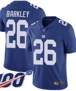 Nike Giants #26 Saquon Barkley Royal Blue Team Color Men's Stitched NFL 100th Season Vapor Limited Jersey