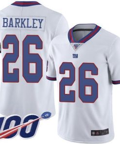 Nike Giants #26 Saquon Barkley White Men's Stitched NFL Limited Rush 100th Season Jersey