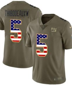 Nike Giants #5 Kayvon Thibodeaux Olive/USA Flag Men's Stitched NFL Limited 2017 Salute To Service Jersey