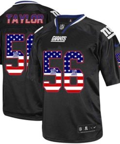 Nike Giants #56 Lawrence Taylor Black Men's Stitched NFL Elite USA Flag Fashion Jersey