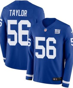 Nike Giants #56 Lawrence Taylor Royal Blue Team Color Men's Stitched NFL Limited Therma Long Sleeve Jersey