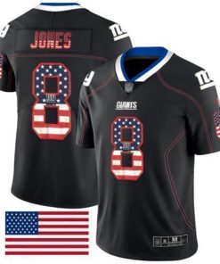 Nike Giants #8 Daniel Jones Black Men's Stitched NFL Limited Rush USA Flag Jersey