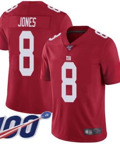 Nike Giants #8 Daniel Jones Red Men's Stitched NFL Limited Inverted Legend 100th Season Jersey