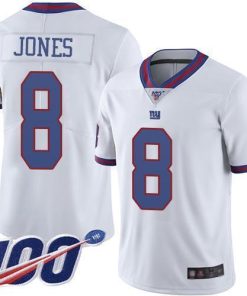 Nike Giants #8 Daniel Jones White Men's Stitched NFL Limited Rush 100th Season Jersey