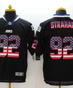 Nike Giants #92 Michael Strahan Black Men's Stitched NFL Elite USA Flag Fashion Jersey