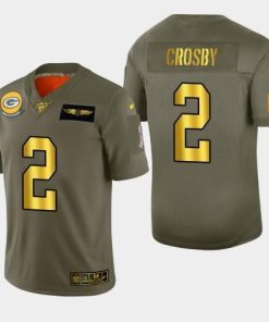 Nike Green Bay Packers #2 Mason Crosby Men's Olive Gold 2019 Salute to Service NFL 100 Limited Jersey Men's