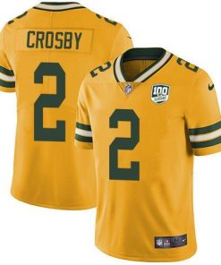 Nike Green Bay Packers #2 Mason Crosby Yellow Men's 100th Season Stitched NFL Limited Rush Jersey Men's
