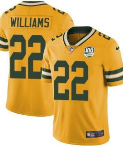 Nike Green Bay Packers #22 Dexter Williams Yellow Men's 100th Season Stitched NFL Limited Rush Jersey Men's