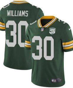 Nike Green Bay Packers #30 Jamaal Williams Green Team Color Men's 100th Season Stitched NFL Vapor Untouchable Limited Jersey Men's