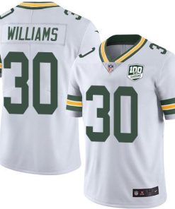 Nike Green Bay Packers #30 Jamaal Williams White Men's 100th Season Stitched NFL Vapor Untouchable Limited Jersey Men's