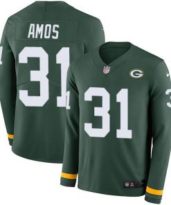 Nike Green Bay Packers #31 Adrian Amos Green Team Color Men's Stitched NFL Limited Therma Long Sleeve Jersey Men's