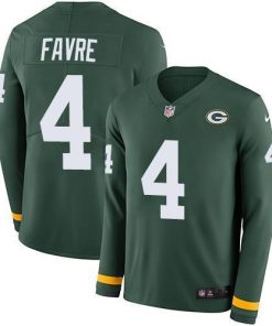 Nike Green Bay Packers #4 Brett Favre Green Team Color Men's Stitched NFL Limited Therma Long Sleeve Jersey Men's