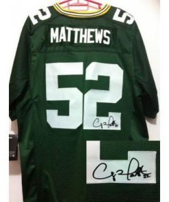 Nike Green Bay Packers #52 Clay Matthews Green Team Color Men's Stitched NFL Elite Autographed Jersey Men's